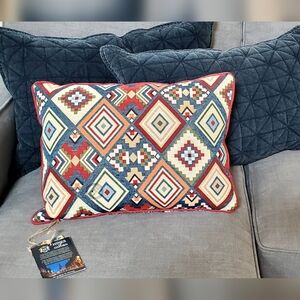 Hines Of Oxford World Traveler Aztec Fine Tapestry+Feather Pillow England NWT